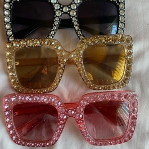 Oversized Rhinestone Bling Sunglasses